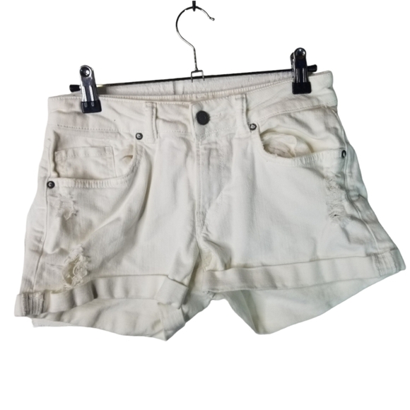 All Saints white distressed denim shorts - Picture 2 of 10